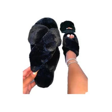 Load image into Gallery viewer, CROSS FLUFFY SLIPPERS/SLIDES
